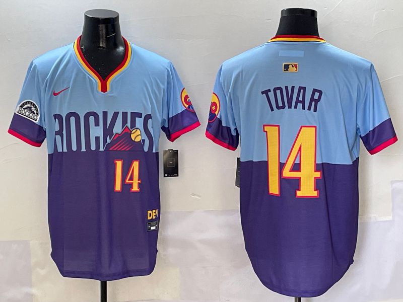 Men Colorado Rockies #14 Tovar Purple blue Joint Name 2025 Nike MLB Jersey style 2->colorado rockies->MLB Jersey